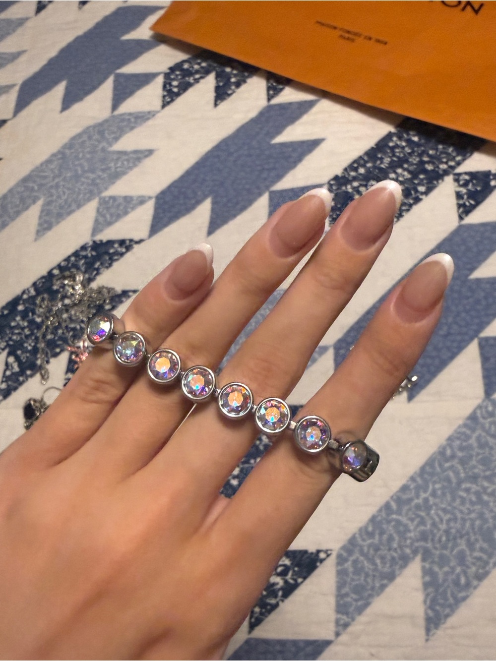 Swarovski Multi Silver-Tone AB Crystal Link Bracelet